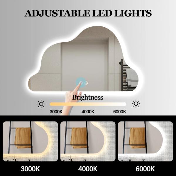 Beauty Barber Salon Mirror With Led Lights Asymmetric Mirror Touch Screen Irregular Bathroom Mirror