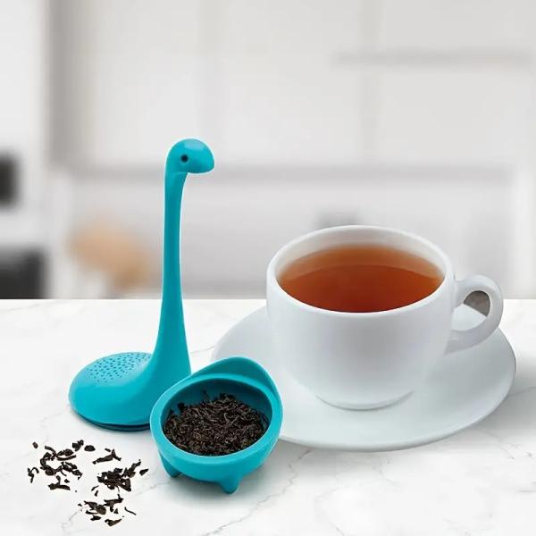 Cute Silicone Tableware Set , Silicone Tea Infuser With Long Handle Neck