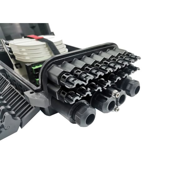 IP68 16Ports Fiber Cable Joint Box , Black PP Fiber Optic Enclosures Outdoor