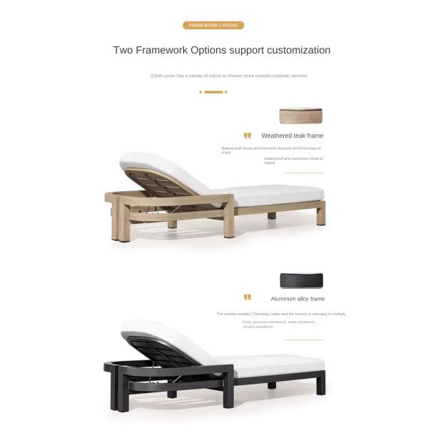 Customized Luxury Pool Teak Wood Lounge Chair Leisure Bed