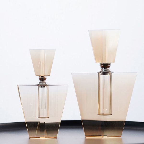 Botellas de perfume de cristal naranja vacía, botella de perfume de vidrio