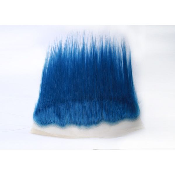 Dark Blue Human Hair Virgin Lace Frontal 16