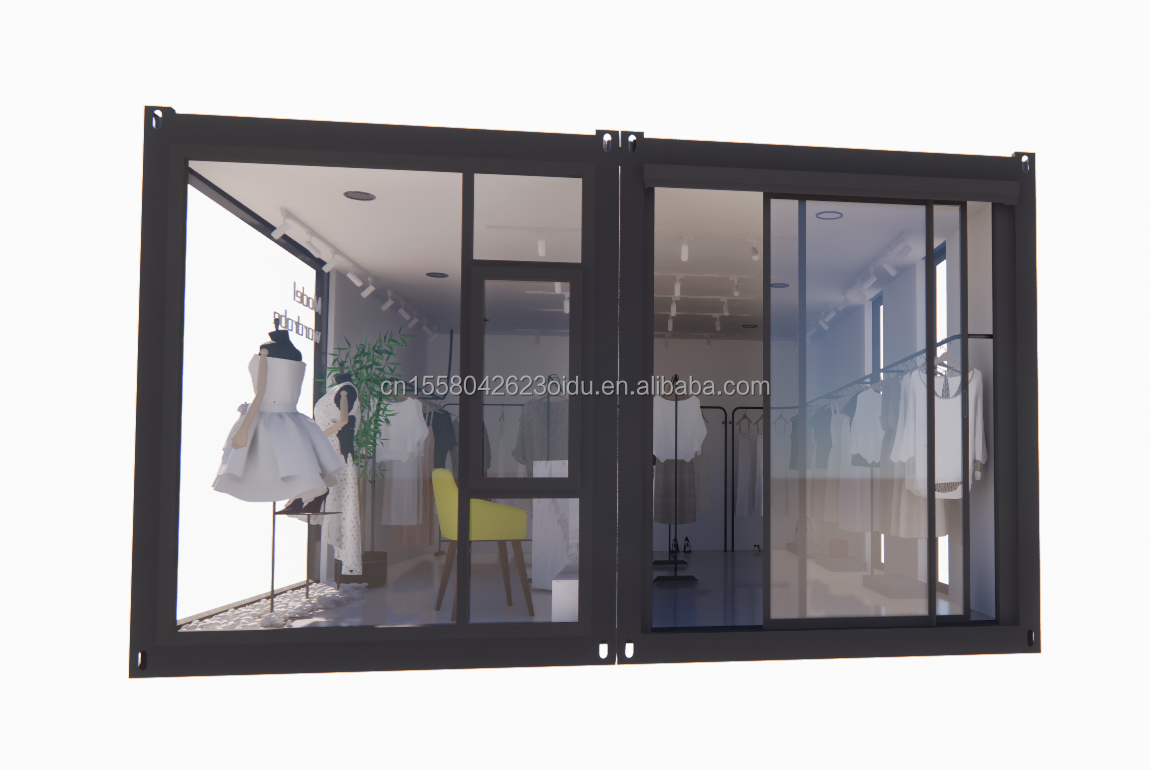 Galvanized Steel Bending Expandable Container Mobile Shop Clothing Showroom with Aluminum Alloy Windows and Modern Design