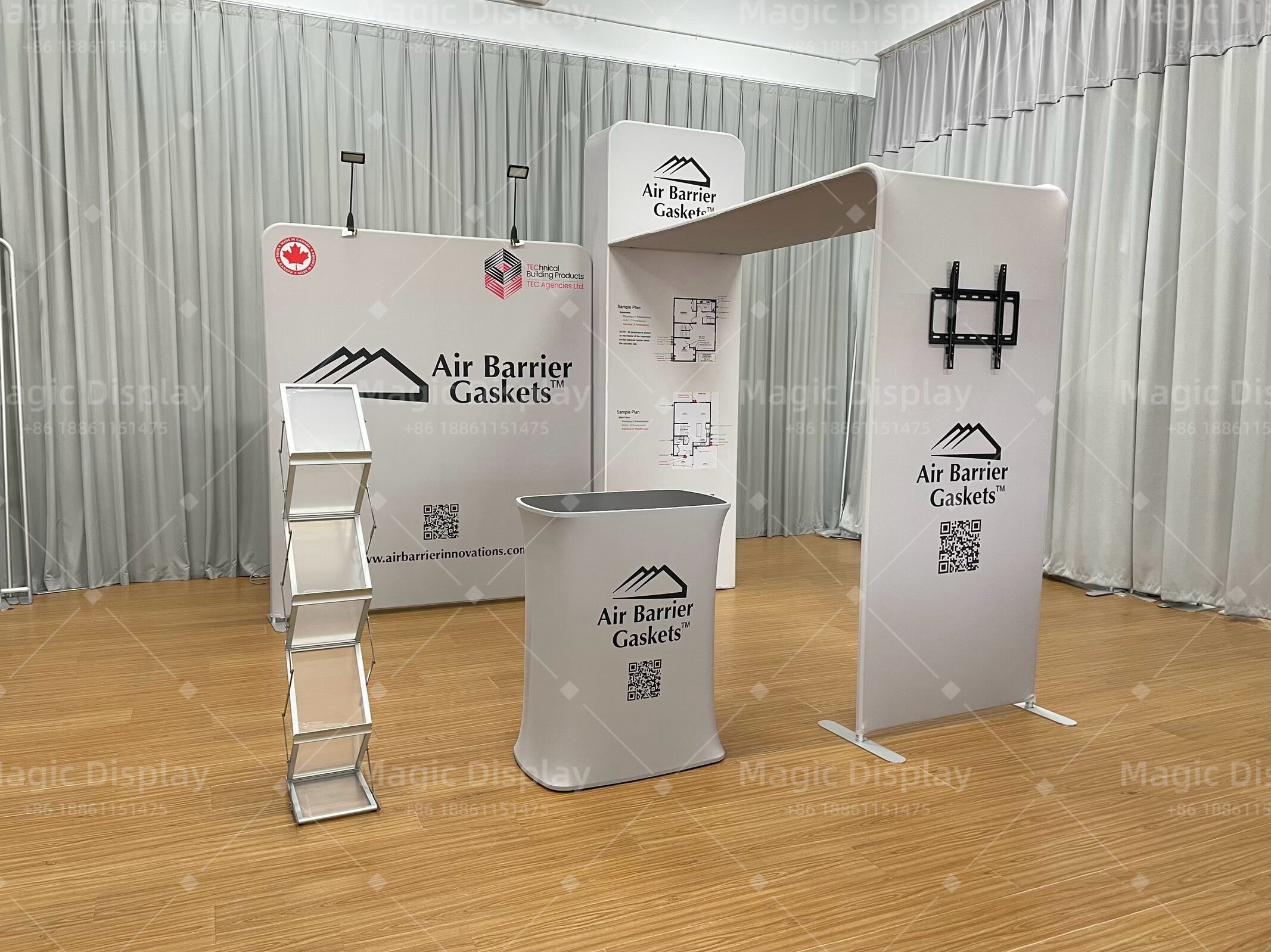 Trade Shows Booth Package with Fabric Wall Arch System Counter and TV Display