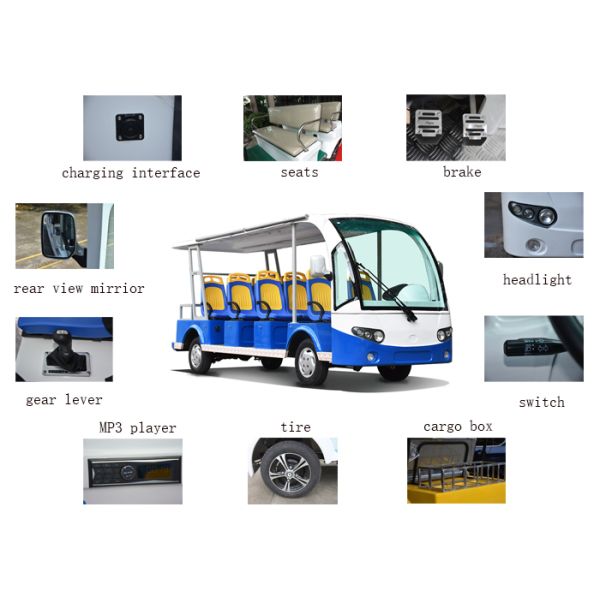 11 Sofa Seats 5kw Electric Utility Vehicle Tourist Bus With Alarm Lamp