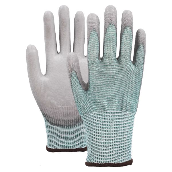 4X42E 13 Gauge PU Palm Industrial Gloves Polyester Liner Wear Resistant Construction Gloves