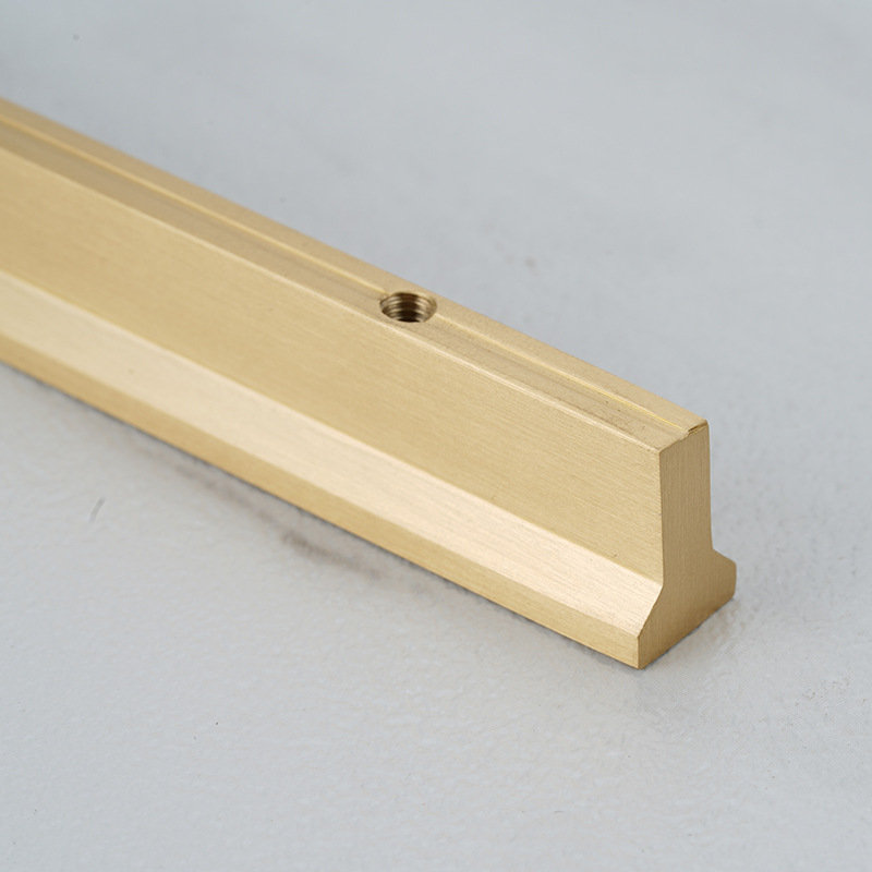 Modern Solid Brushed Brass T-Shaped Handle Brushed Gold Wardrobe Kitchen Cabinet Pull for Furniture Drawer Santaya Model 8801