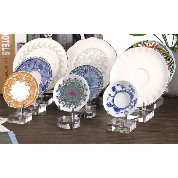 Clear Acrylic Display Stand Holder With Adjustable Metal Arms Display Easel Stands For Gemstones Fossils Minerals Agate Slabs Plates Crystals Saucers Collectibles