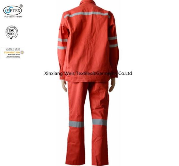 Red Cotton Fire Retardant Suit / Reflective Flame Resistant Rain Suit