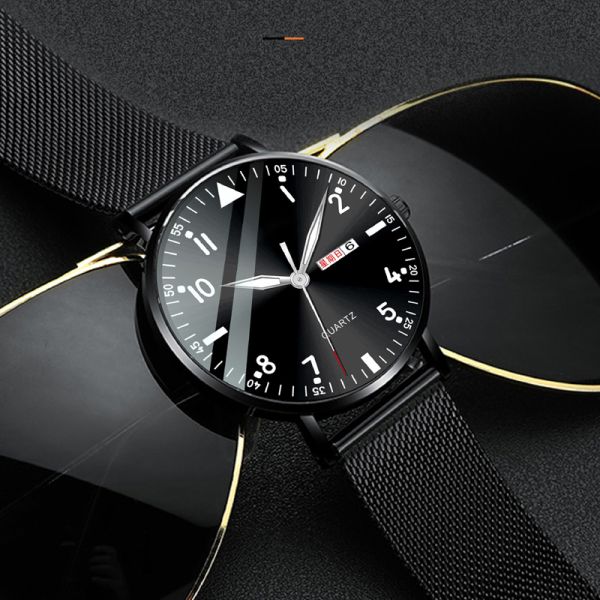 Bilayer Multifunction Watch Stainless Steel Back Bracelet Watch 6mm Thickness
