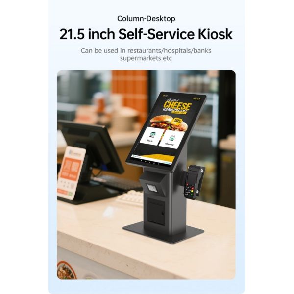 Windows 23.6 Inch Touch Screen Restaurant Self Ordering Kiosk Payment Order Gift Card Kiosk for Restaurant with Printer Scanner