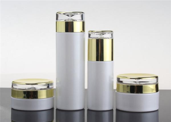 Empty Cosmetic Container Pearl White Glass Lotion Bottles Various Kinds Capacity