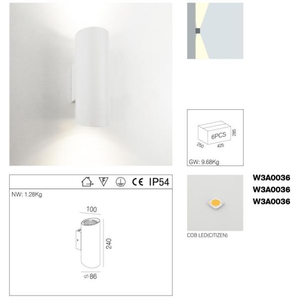 IP54 Outdoor Wall Mounted Led Lights ,14w COB Led Garden Light