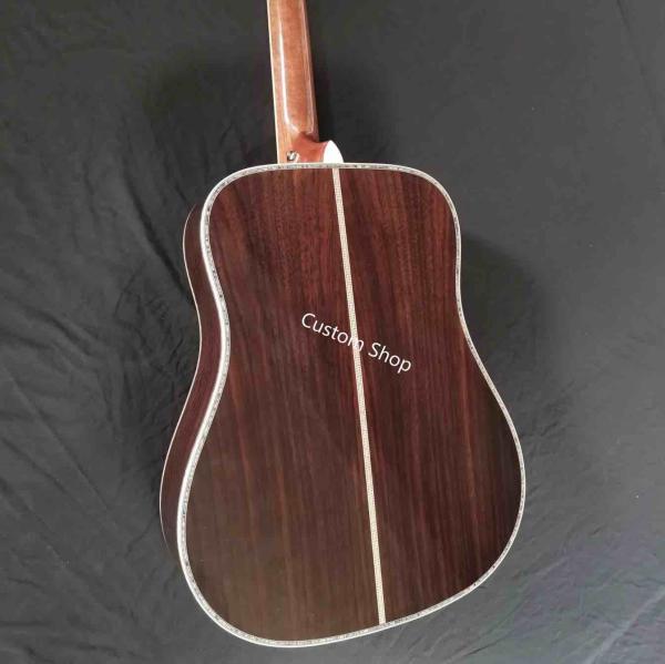 Custom AAAA All Solid Wood Round D Type Body Vintage Acoustic Dreadnought Guitar in Yellow