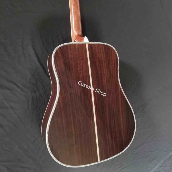 Custom AAAA All Solid Wood Round D Type Body Vintage Acoustic Dreadnought Guitar in Yellow