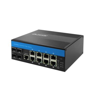 OLYCOM controlou os ethernet 8 RJ45 portuário do ponto de entrada Giabit do interruptor com o trilho portuário IP40 Vlan QoS STP/RSTP do ruído de POE+ 4 SFP para exterior