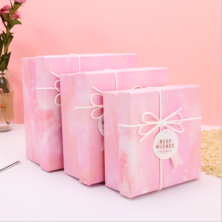 Caja de regalo de papel de lujo plegable del cuadrado de encargo de la impresión con la cinta