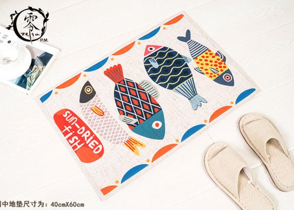 Colorful Sublimation Printed Houseware Items Decorative Kitchen Floor Mats Livingroom Home Cartoon Fish Pattern