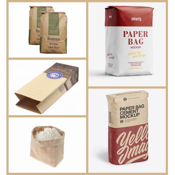 25kg - 50kg Cement Packaging Kraft Paper Brown White Extensible Bags Paper 25 - 50 кг Цементная упаковка Kraft Paper Brown White Extensible Bags Paper