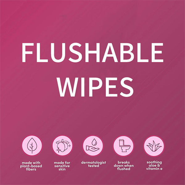 Custom Print Scented 32 Single Pack 15*20cm Individual Wrapped Flushable Feminine Wipe