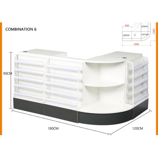 Wooden Chinese Pharmacy Store Display Cashier Drug Shelf Multi Functional Bar Counter