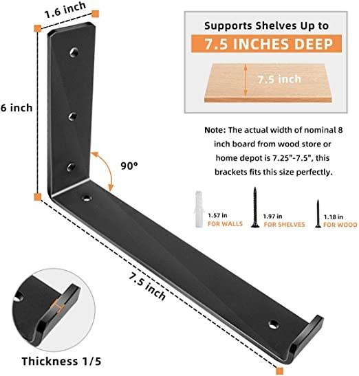 Decoração industrial padrão Ferro J Gancho Brackets Parede Angel Corner L Bracket com lábio