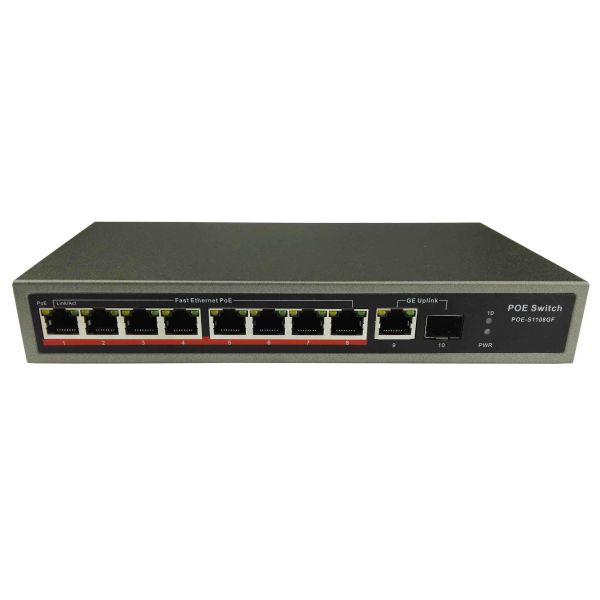 POE-S1108GF(8FE+1GE+1GE SFP)_8 Port 100Mbps IEEE802.3af/at PoE Switch with 120W External power supply (Newly Developed)