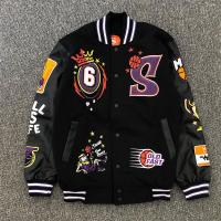 Jacket personnalisé pour l'équipe universitaire en cuir à manches côtelées Chanille Broderie de couche Broderie graphique Letterman Jacket bombardier pour l'équipe universitaire