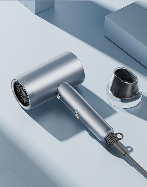 Secador de cabelo de íons negativos de luz azul de 2400W com 2 ajustes de calor e acessórios
