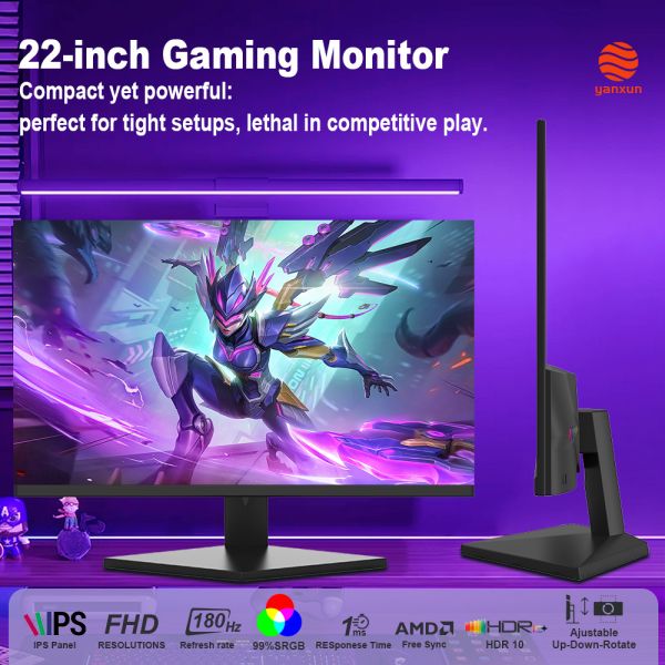 22-Inch Widescreen Gaming Monitor: 1920*10801K IPS Panel  180Hz High Refresh Rate with Motion Blur Reduction (Smooth Visuals for Fast-Paced Games)