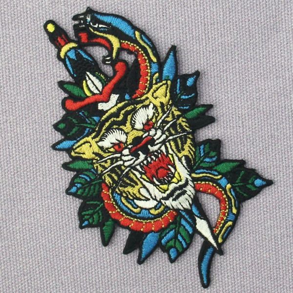 Farbric Tiger Patch Embroidered Animal Patch Iron On For Jeans Vests