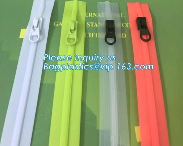 OEM design zipper with semi auto lock slider/ continuous zipper/ zipper waterproof, 5# nylon & waterproof zipper seamles