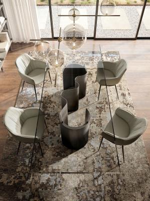 Light Luxury Tempered Glass Rectangular Dining Table High-End French European Dining Table For Home Restaurant or Hotel Use