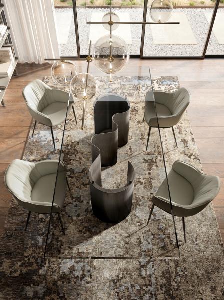 Light Luxury Tempered Glass Rectangular Dining Table High-End French European Dining Table For Home Restaurant or Hotel Use