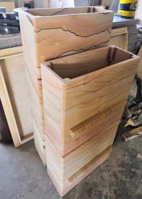 Wooden vein wood grain Sandstone natural sawn cut honed tile slabs