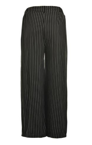 Woven Fabric Plus Size Women's Striped Trousers With Buckles Strap For Waist Fasten