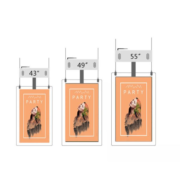 Indoor Ceil Hanging Poster LCD Digital Signage 55in Double Sided Acrylic Frame