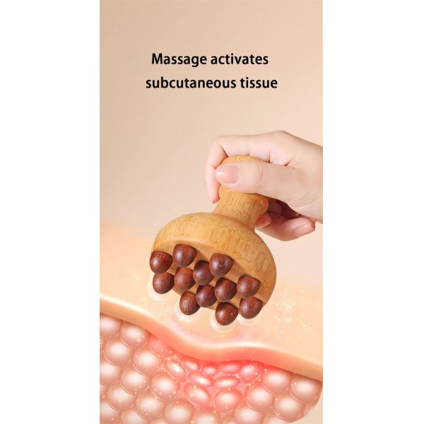 Full-body Massage Oak Handle Body Meridian Massage Brush Body Gua Sha Massager Scalp Massage Comb With Air Bag