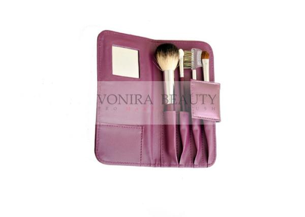 Cerda da natureza do presente cosmético feito sob encomenda da escova da composição do curso e caso ajustados do roxo do espelho