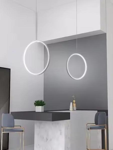Longue ligne de suspension circulaire à l' anneau creux noir blanc décoratif moderne