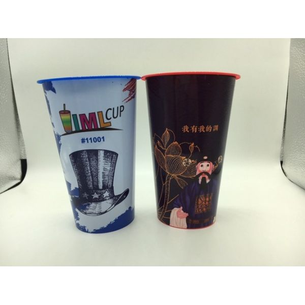 Plastic Water Cups Color IML In Mold Label Printing Customised Design Logo