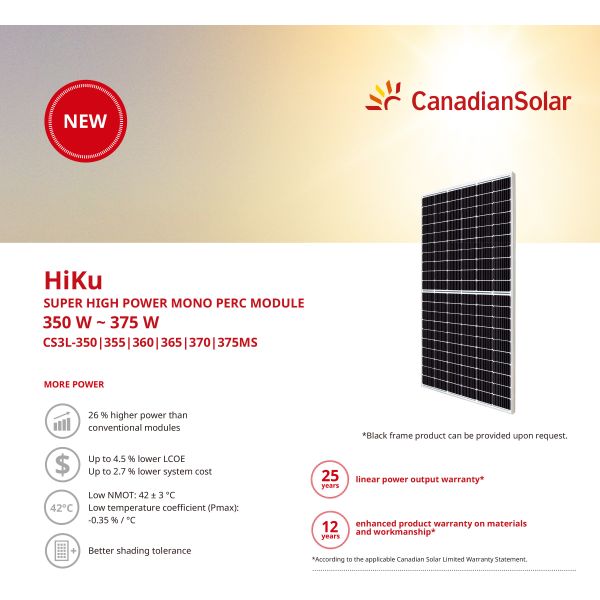 IEC61215 Canadian 144 Cells 340w Monocrystalline Solar Panels