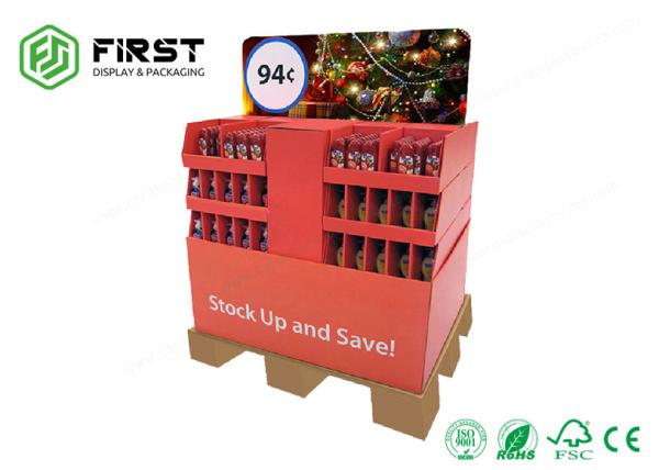 4C Offest Printing Customized Corrugated Stand Supermarket Cardboard Floor Display Stand