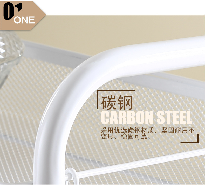 Rustproof 3 Tier Stainless Steel Cart , 10kg Bearing Steel Basket Trolley