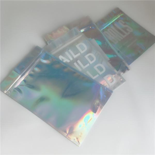 CYMK Stand Up Zipper Pouch Holographic Hologram Bags For Cosmetics Packaging