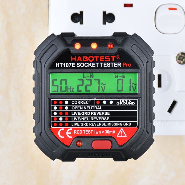 Open Neutral Plug Socket Tester ,  HT107E Wall Socket Tester