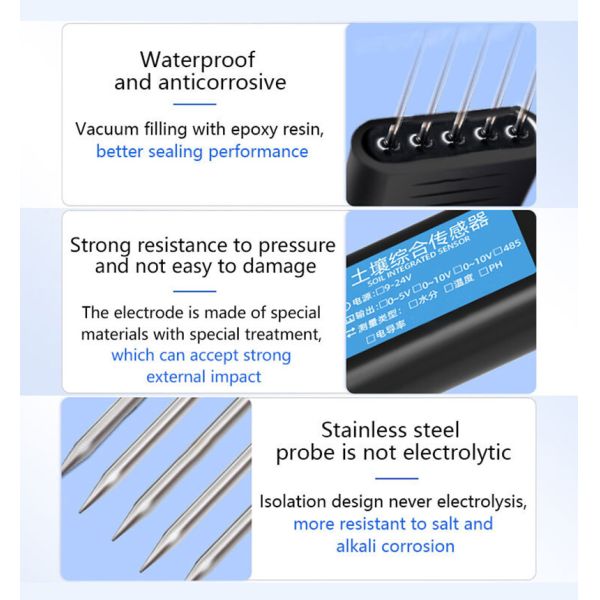 LoRaWAN Solar Soil 3-in-1 Sensor | pH/Temperature/Humidity Monitoring | Precision Agriculture Specific