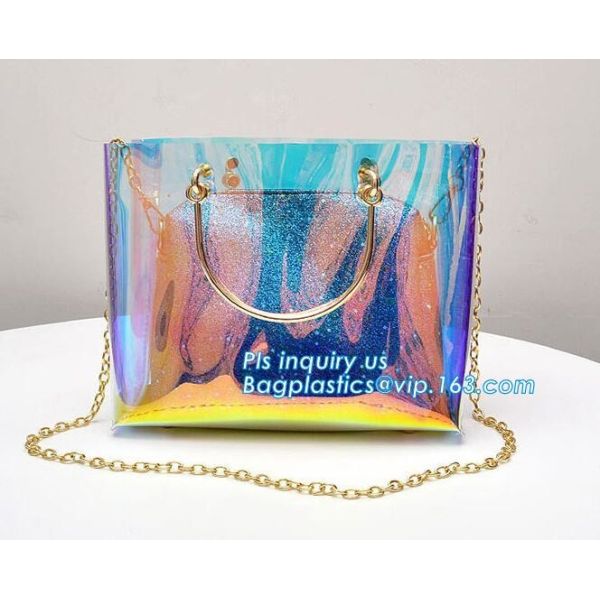 Waterproof transparent pvc shoulder bag beach tote bag, Stylish young outdoor carry clear pvc shoulder bag, PVC Beach To