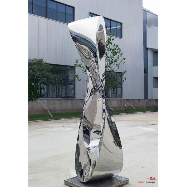 Custom Print Method Metal Abstract Sculpture Polished Mirror Circle Outdoor Sculpture