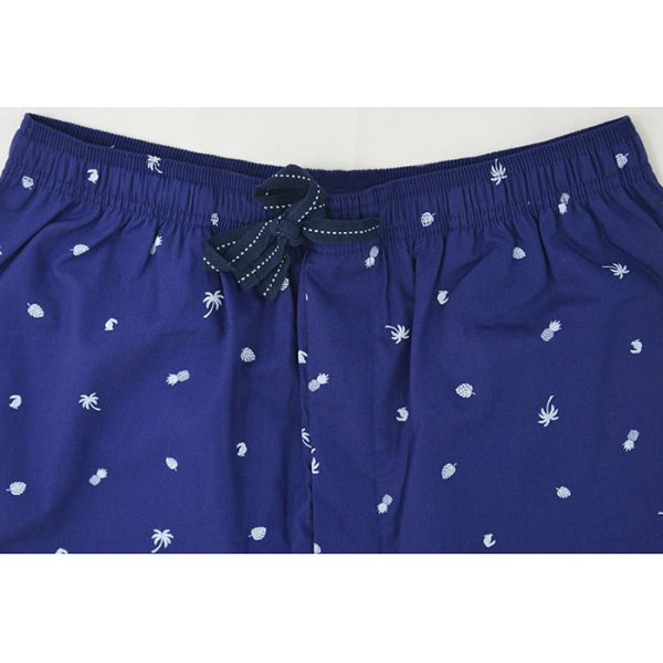 Anti Pilling Mens Luxury Sleepwear Woven Cotton Poplin Printed Pajamas Shorts